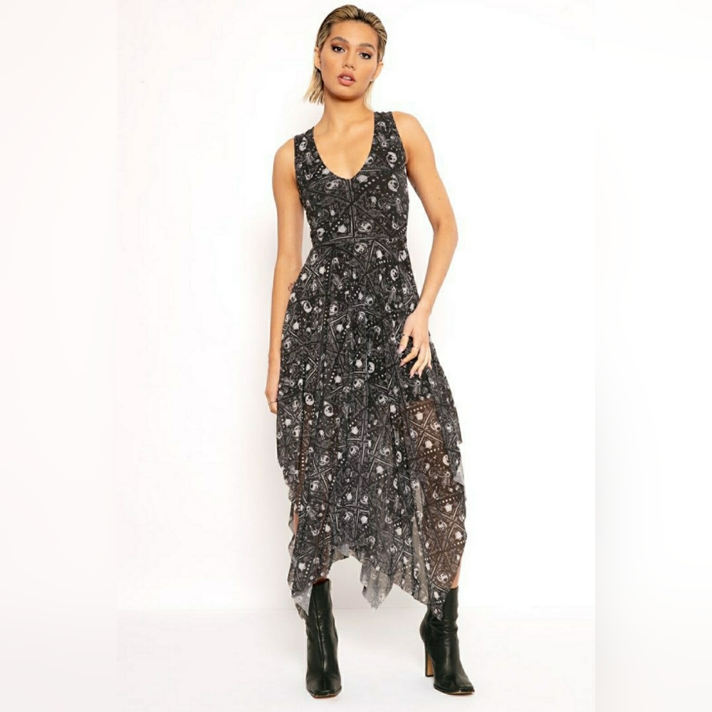 Blackmilk Graveyard Smash V Neck Handkerchief Dress